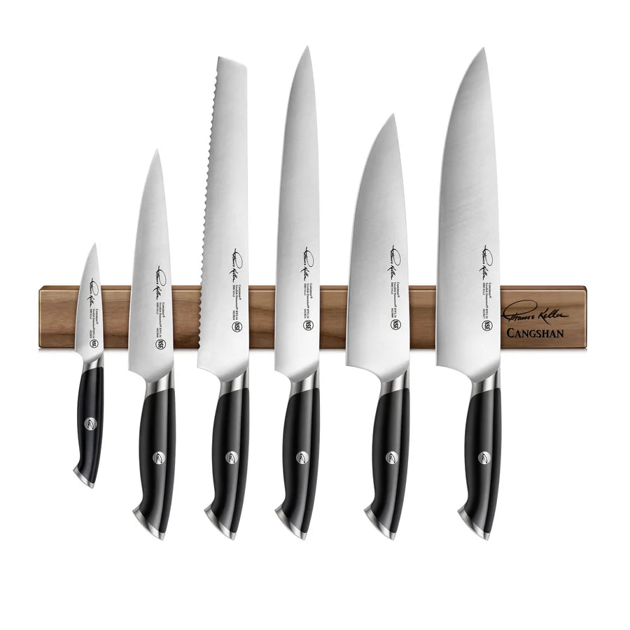 Cangshan Thomas Keller Magnetic Knife Bar Set | 7 Piece Black