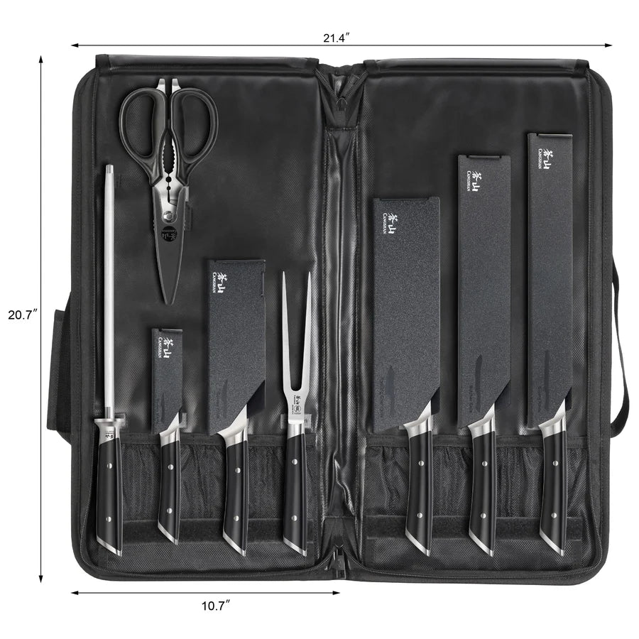 Cangshan HELENA Series 9‑Piece BBQ Knife Set with Black Bag