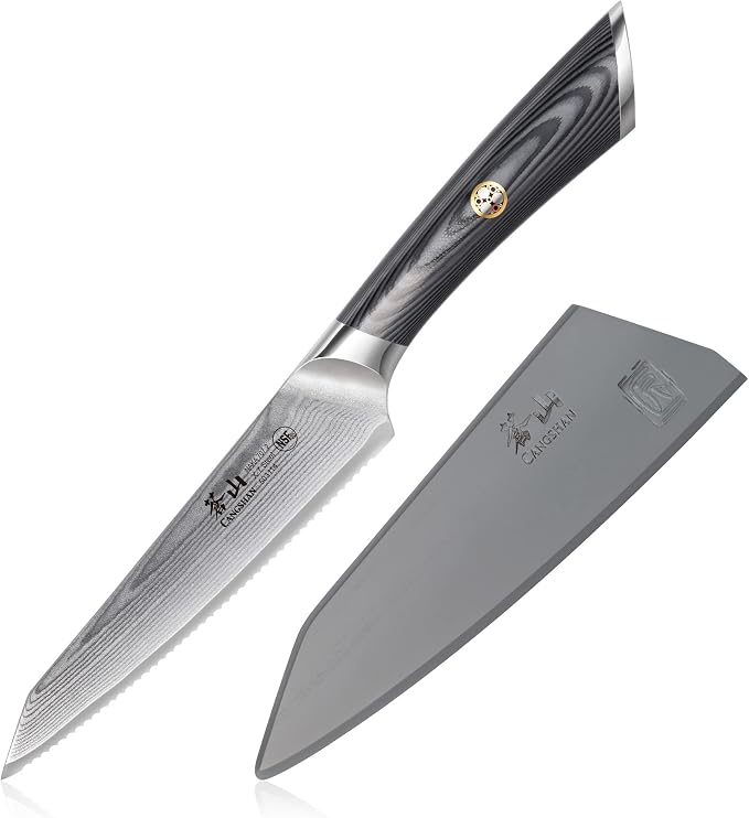 Cangshan NAKA Series Serrated Utility Knife w/Sheath | 6 Inch