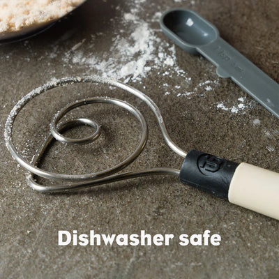 Brod & Taylor Heavy Duty Dough Whisk | Stainless Steel Baker's Mixing Tool with Non-Slip Silicone Grip
