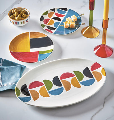 Knoll Oval Platter | Hand‑Painted Mid‑Century Modern Serveware