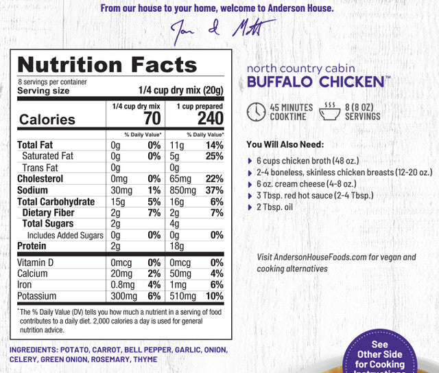 Frontier Soups North Country Cabin Buffalo Chicken Soup Mix