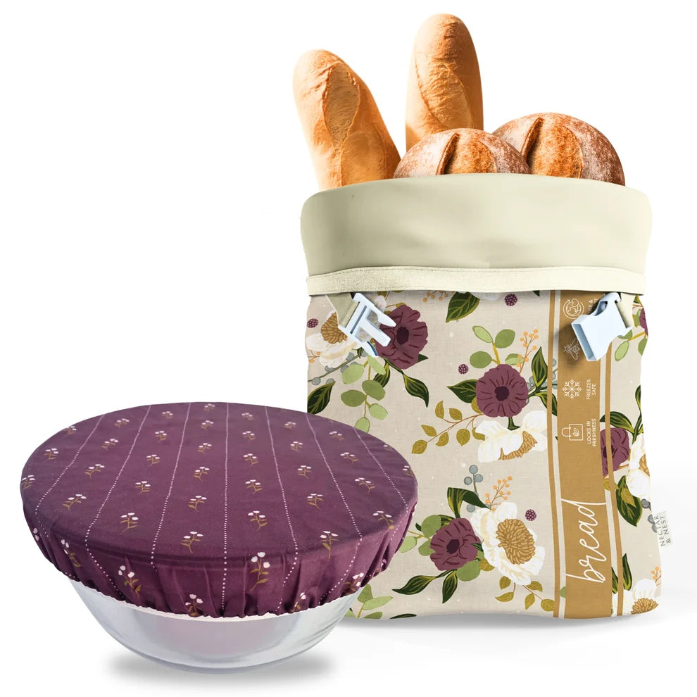 Reusable Beeswax Bread Bag & Bowl Cover for Sourdough & Homemade Dec Blooms