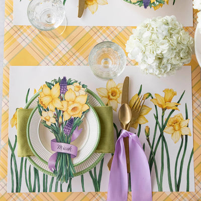 Hester & Cook Field of Daffodils Paper Placemats | Set of 12 Spring Floral Mats