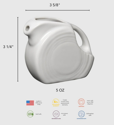 Fiesta® Mini Disc Pitcher | 5 oz Ceramic Creamer & Syrup Server