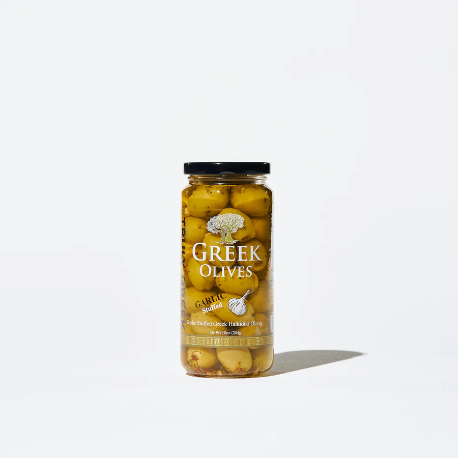 Truly Greek Authentic Garlic Stuffed Olives 10 oz | Hand-Stuffed Savory Gourmet