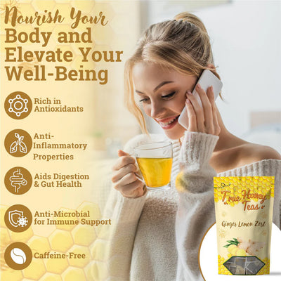 Ginger Lemon Zest Herbal Tea | Zesty, Caffeine-Free Tea with Real Honey