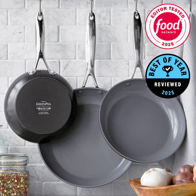 Green Pan Valencia Pro Ceramic Nonstick 8", 9.5", and 11" Frypan Set | Gray