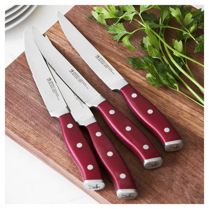 Henckels Forged Accent 4 Piece Steak Knife Set | Red