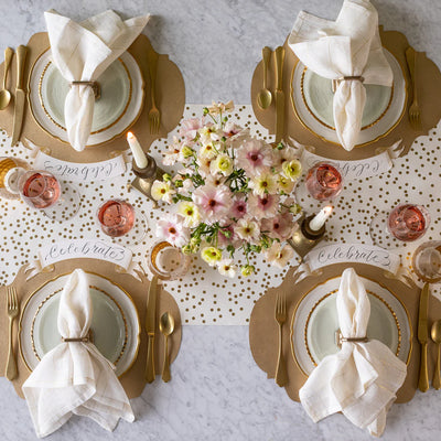 Hester & Cook Gold Confetti Paper Table Runner | 20" x 25' Metallic Roll