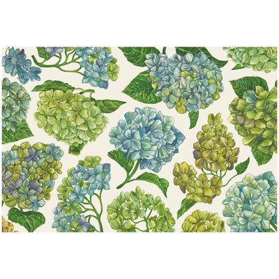 Hester & Cook Blooming Hydrangeas Paper Placemats | Set of 12 Floral Mats