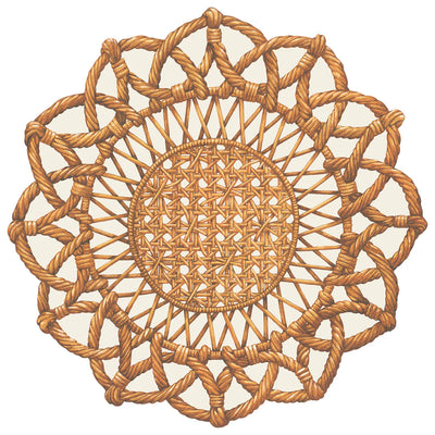 Hester & Cook Die-Cut Rattan Weave Paper Placemats | Set of 12 Coastal Inspired Mats