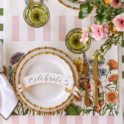 Hester & Cook Pink Classic Stripe Paper Table Runner | 20" x 25' Roll