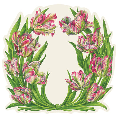 Hester & Cook Die-Cut Parrot Tulip Paper Placemats | Set of 12 Floral Mats