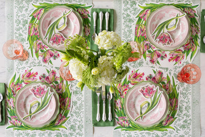 Hester & Cook Die-Cut Parrot Tulip Paper Placemats | Set of 12 Floral Mats