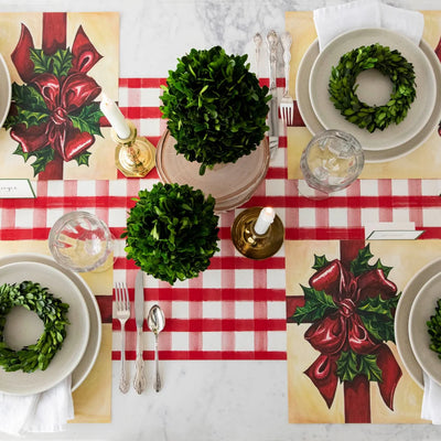 Hester & Cook Red Painted Check Paper Table Runner | 20" x 25' Roll