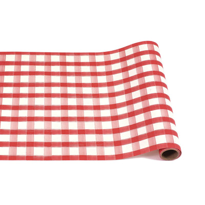 Hester & Cook Red Painted Check Paper Table Runner | 20" x 25' Roll