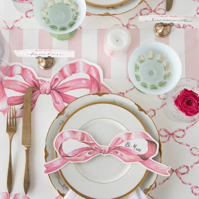 Hester & Cook Pink Classic Stripe Paper Table Runner | 20" x 25' Roll