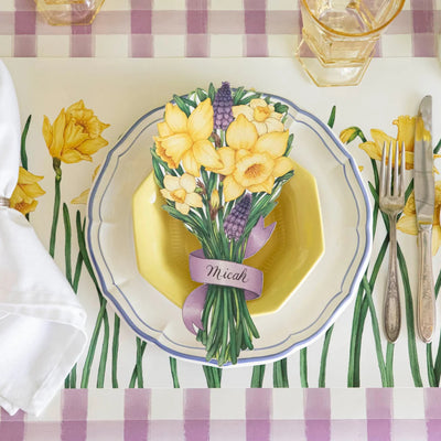 Hester & Cook Field of Daffodils Paper Placemats | Set of 12 Spring Floral Mats