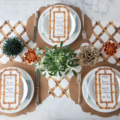Hester & Cook Bamboo Lattice Paper Table Runner | 20" x 25' Neutral Roll