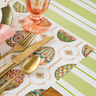 Hester & Cook Green Awning Stripe Paper Table Runner | 20" x 25' Roll