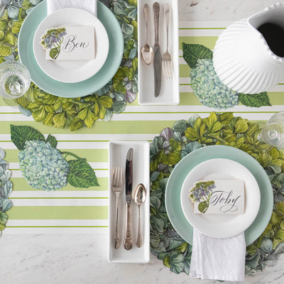 Hester & Cook Green Awning Stripe Paper Table Runner | 20" x 25' Roll