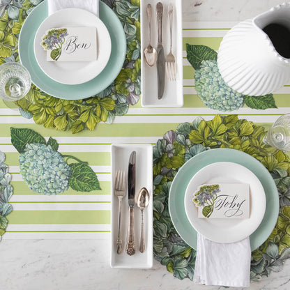 Hester & Cook Green Awning Stripe Paper Table Runner | 20" x 25' Roll