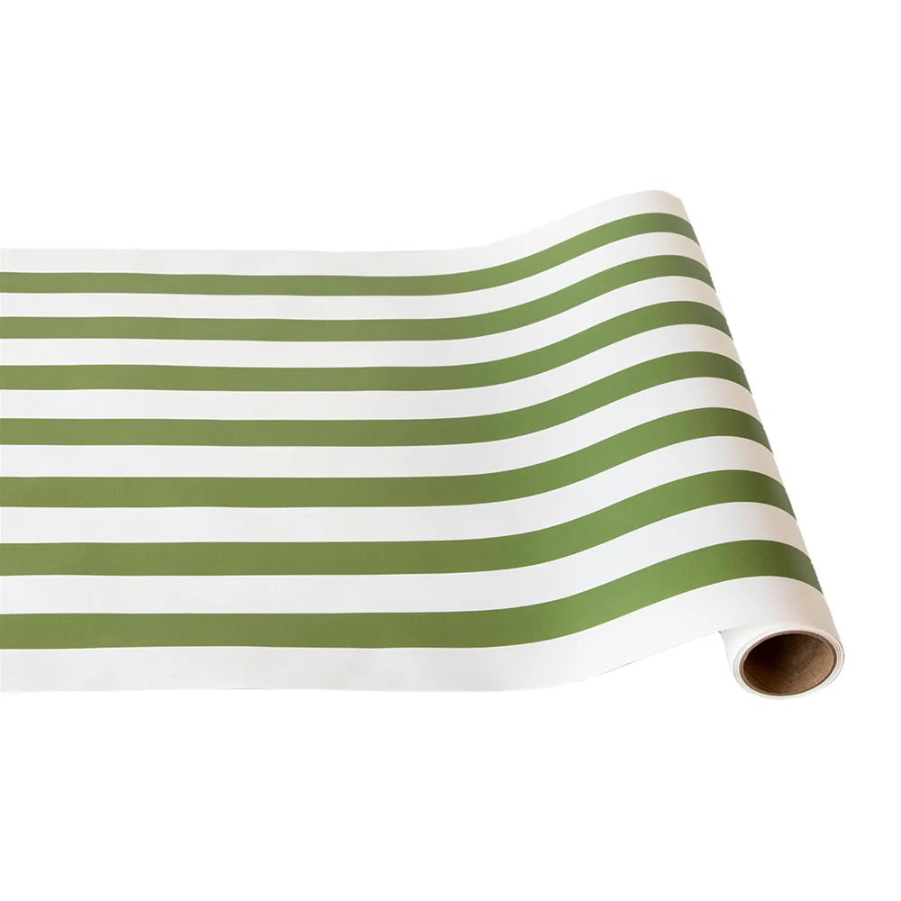 Hester & Cook Moss Classic Stripe Paper Table Runner | 20" x 25' Roll