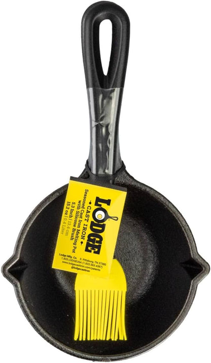 Lodge 15.2 oz Cast Iron Melting Pot + Silicone Basting Brush