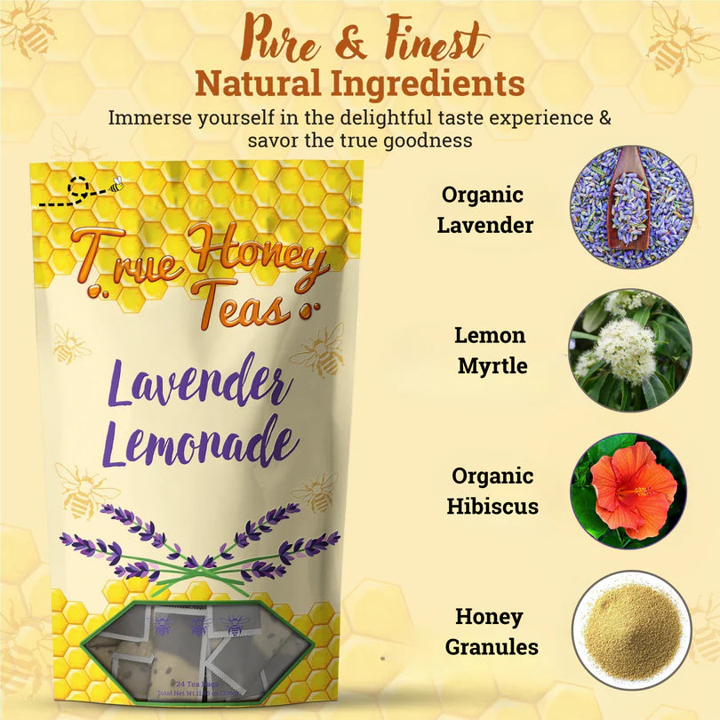 Lavender Lemonade Herbal Tea | Caffeine-Free with Real Honey Granules