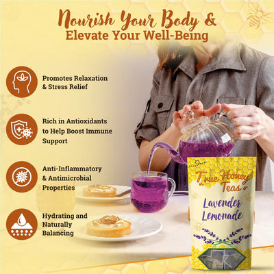 Lavender Lemonade Herbal Tea | Caffeine-Free with Real Honey Granules