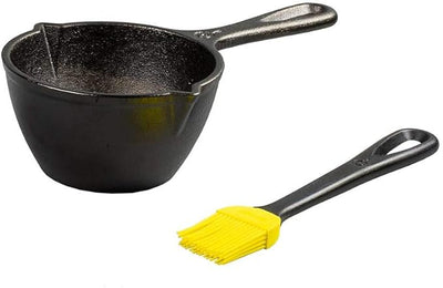 Lodge 15.2 oz Cast Iron Melting Pot + Silicone Basting Brush