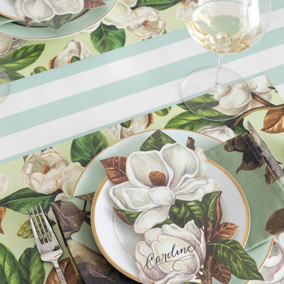 Hester & Cook Seafoam Classic Stripe Paper Table Runner | 20" x 25'