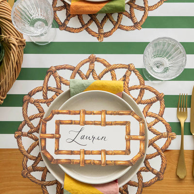 Hester & Cook Die-Cut Rattan Weave Paper Placemats | Set of 12 Coastal Inspired Mats