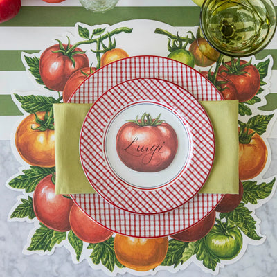 Hester & Cook Die-Cut Tomato Paper Placemats | Set of 12 Garden Themed Mats