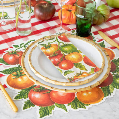 Hester & Cook Die-Cut Tomato Paper Placemats | Set of 12 Garden Themed Mats