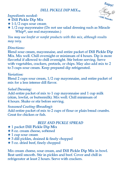 Dill Pickle Dip Mix