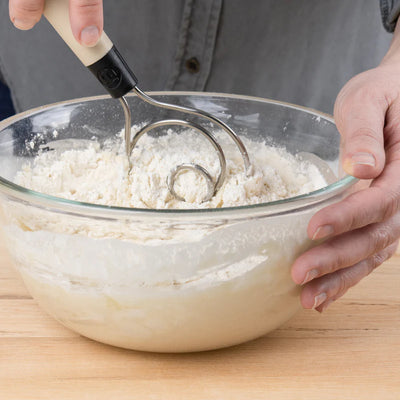 Brod & Taylor Heavy Duty Dough Whisk | Stainless Steel Baker's Mixing Tool with Non-Slip Silicone Grip