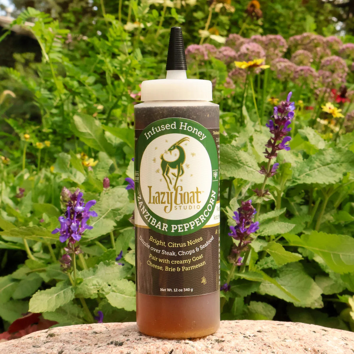 Zanzibar Peppercorn Hot Honey in Squeeze Bottle (12 oz) – Lazy Goat Studio